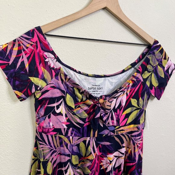 Torrid Women's Babydoll Super Soft Tie Front Off Shoulder Top Cropped Size 3X - Picture 6 of 12